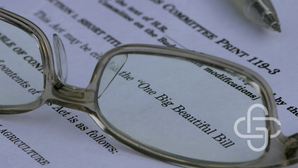 Close up image of One Big Beautiful Bill with Glasses