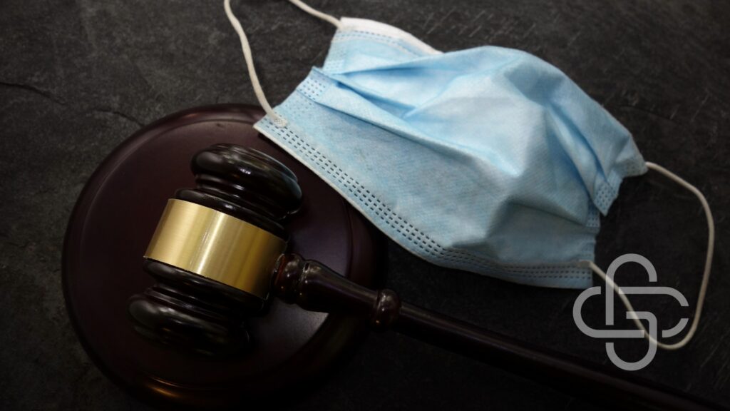 Court ruling Gavel and facemask